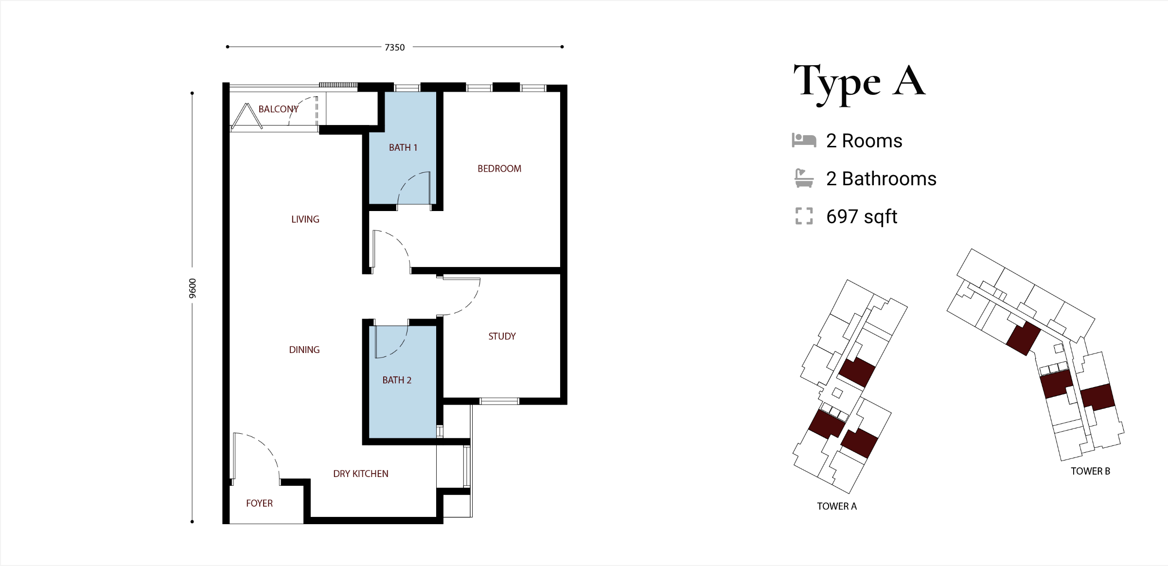 Type A - 697sqft